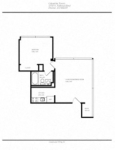 Floor plan for 1 bed, 1 bath, 587 sqft